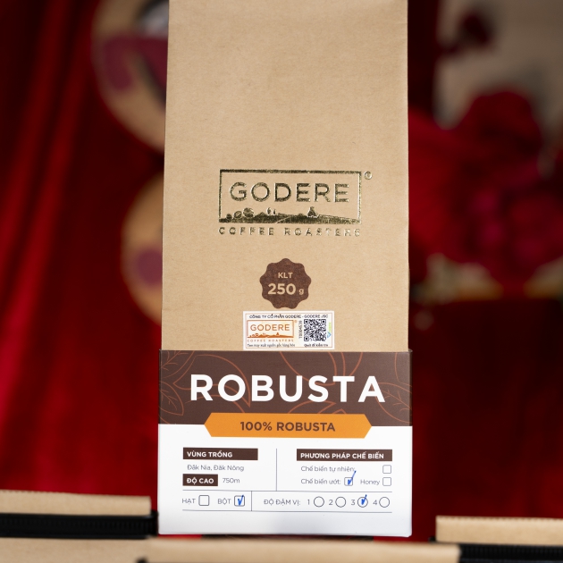 GODERE Cà phê hạt rang Robusta hữu cơ (USDA&EU) 