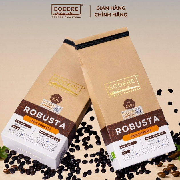 GODERE Cà phê Robusta hữu cơ tiêu chuẩn Mỹ & Châu Âu (USDA&EU Organic) 